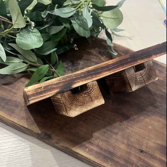 Reclaimed Wood Pedestal Tray Rustic Handmade - Picture 3 of 8